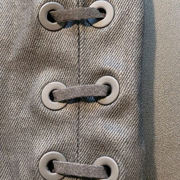 DL1961 Sandra Night Shine Black Coated Lace‑Up Denim Mini Skirt L NWT - Picture 12 of 16